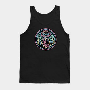 Alien Invasion of a Beach & Pink Flamingo Tank Top